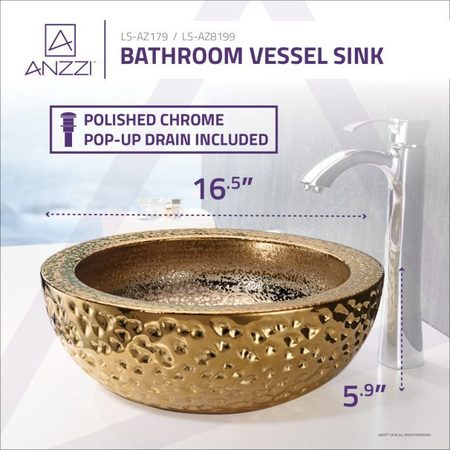 Anzzi Levi Vessel Sink in Speckled Gold LS-AZ8199